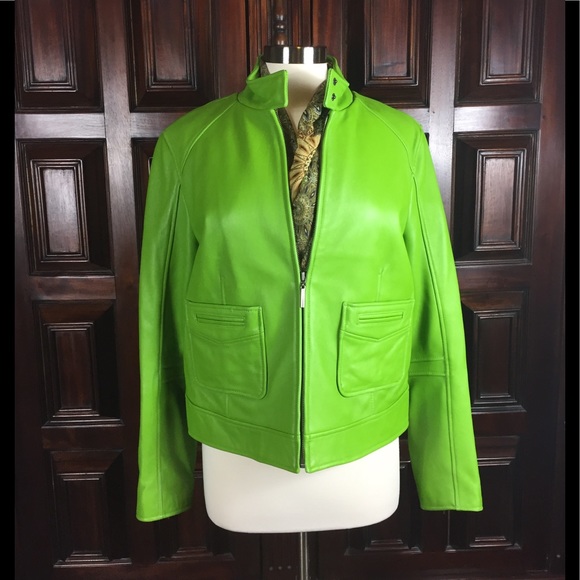Dana Buchman Jackets & Blazers - Dana Bachman Striking Lime Green Leather Jacket